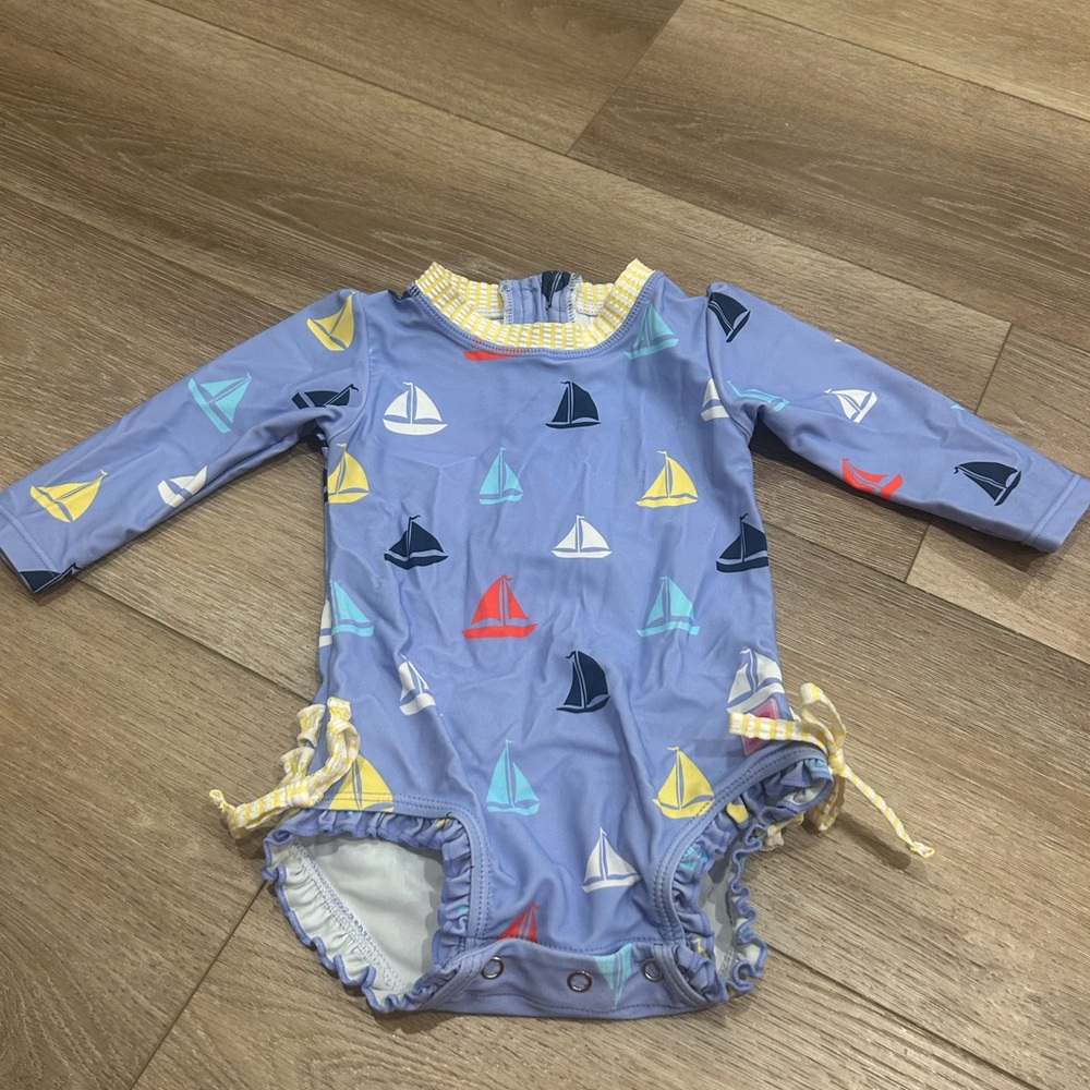 SOLD Sailboat Print Baby Swimsuit